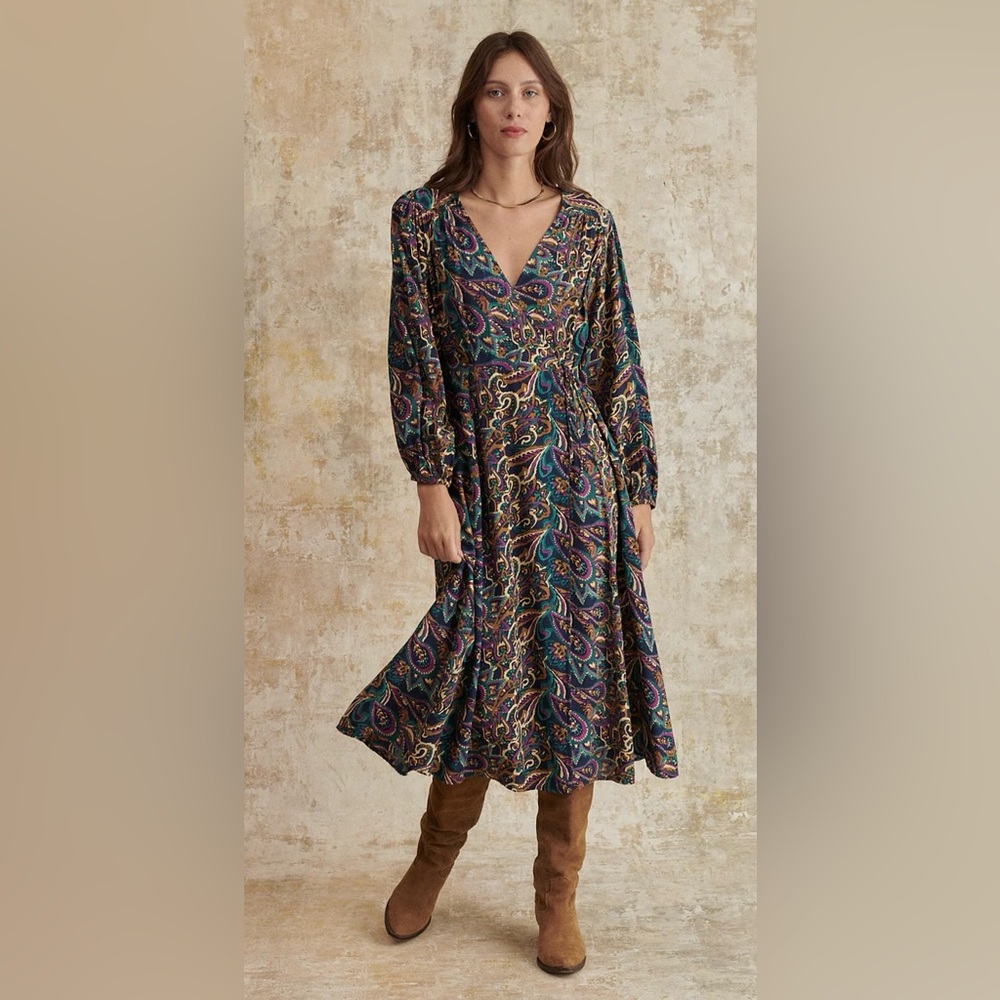 GARANCE PARIS. NWT Nacre Paisley Wrap Dress, Size M.